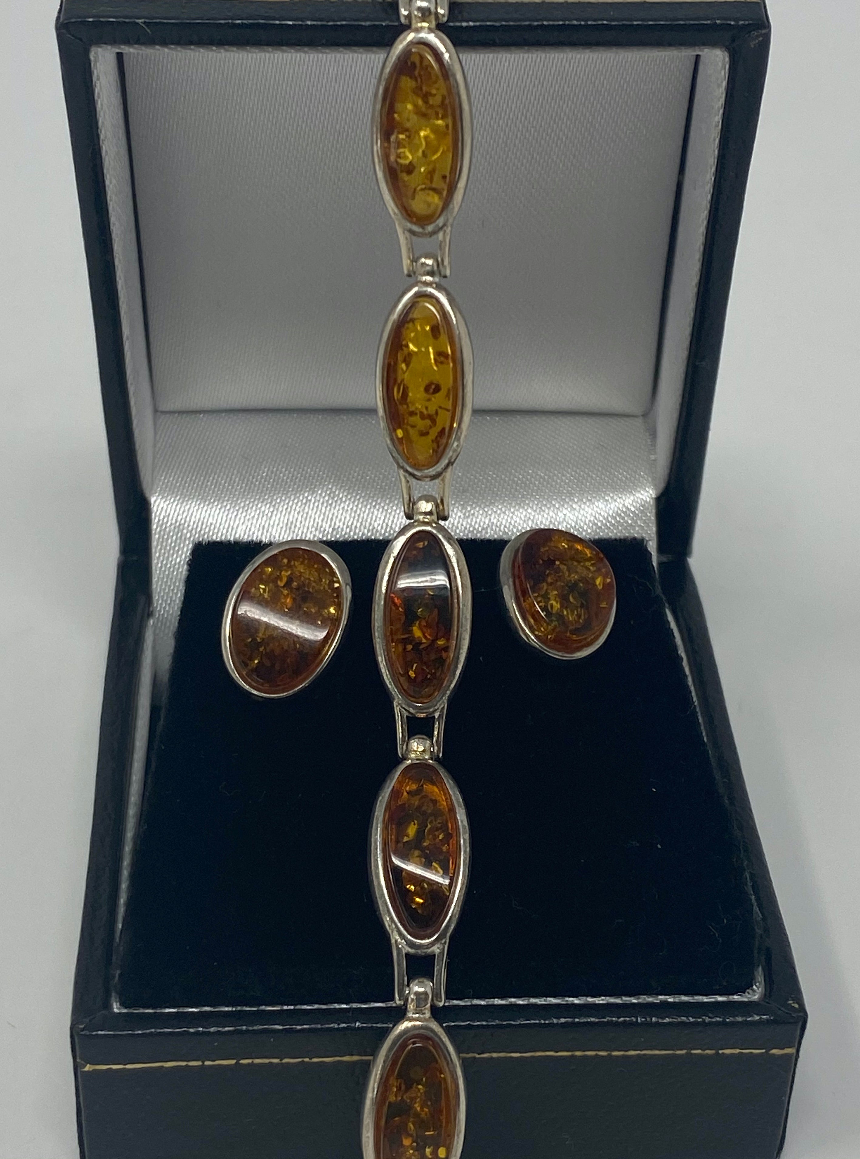 Silver and Amber Bracelet