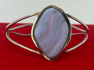 Silver and Agate Bangle