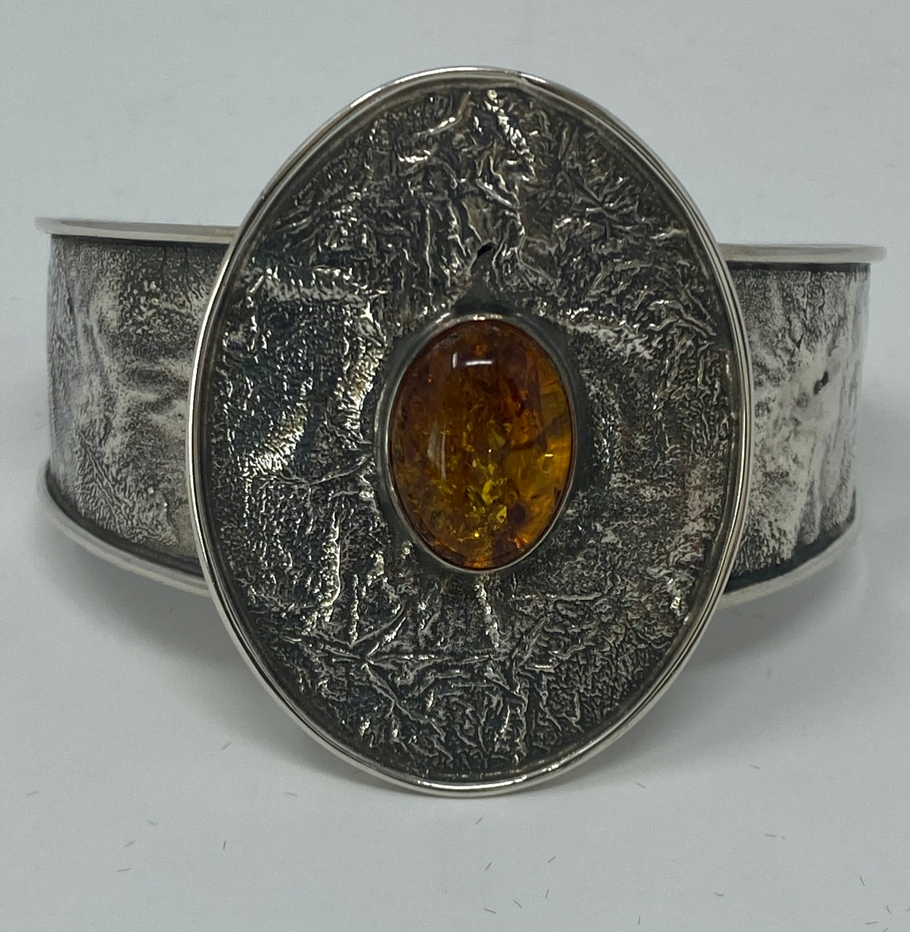 Silver and Amber Cuff/Bangle