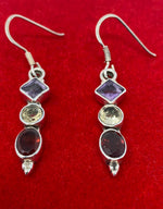 Load image into Gallery viewer, Silver, Amethyst, Citrine and Garnet Earrings
