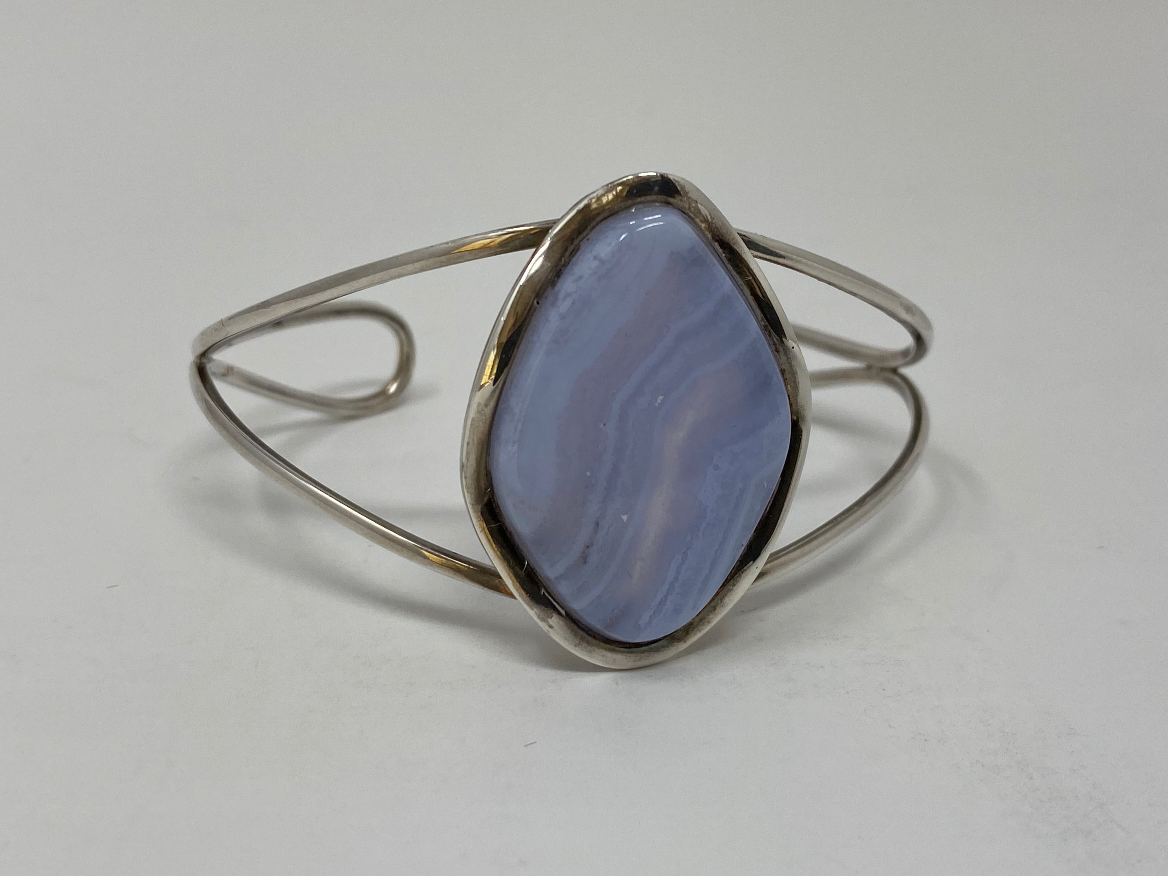 Silver and Agate Bangle