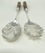 Load image into Gallery viewer, Pair of Silver Plated and Oak Handle Salad Servers
