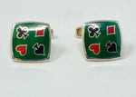 Load image into Gallery viewer, Silver and Enamel Playing Card Suits Cufflinks
