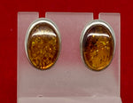Load image into Gallery viewer, Silver and Amber Stud Earrings
