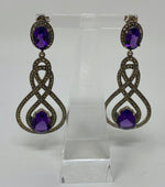 Load image into Gallery viewer, Silver, Amethyst and Marcasite Earrings
