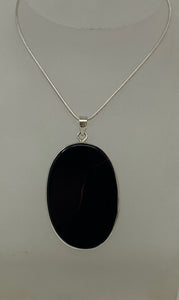 Silver and Black Onyx Pendant on Snake Chain