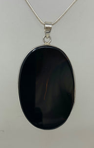 Silver and Black Onyx Pendant on Snake Chain