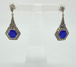 Load image into Gallery viewer, Silver, Lapis Lazuli and Marcasite Earrings
