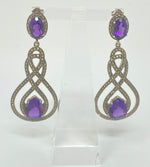 Load image into Gallery viewer, Silver, Amethyst and Marcasite Earrings
