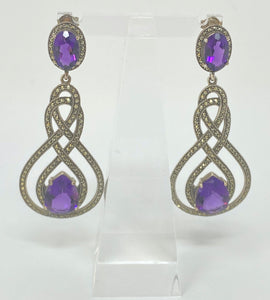 Silver, Amethyst and Marcasite Earrings