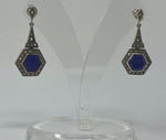 Load image into Gallery viewer, Silver, Lapis Lazuli and Marcasite Earrings
