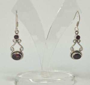 Silver and Dark Amethyst Earrings