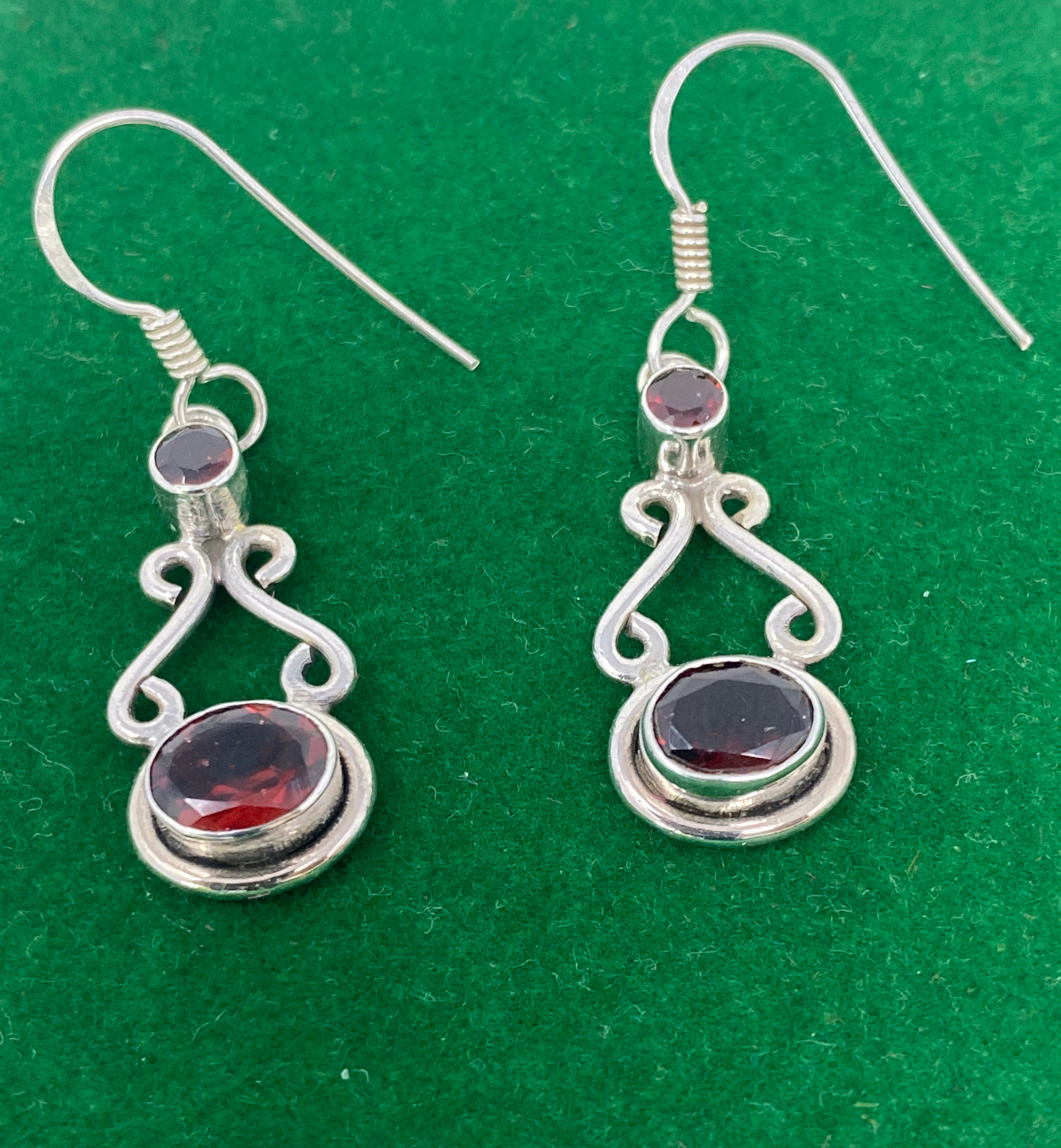 Silver and Garnet Earrings