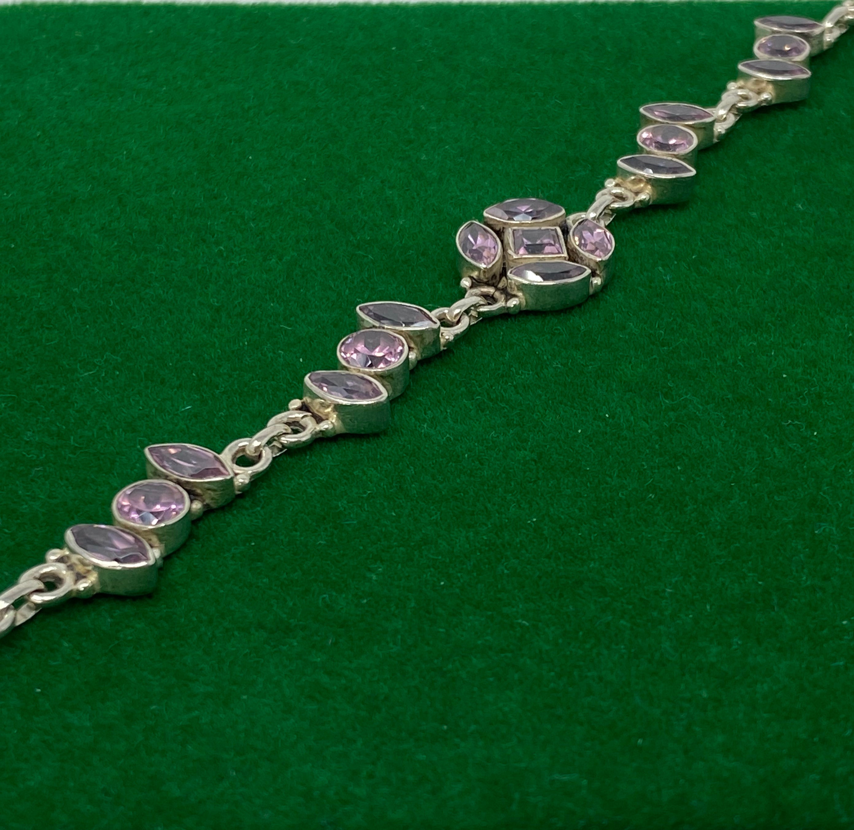 Silver and Pink Topaz Bracelet