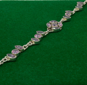 Silver and Pink Topaz Bracelet