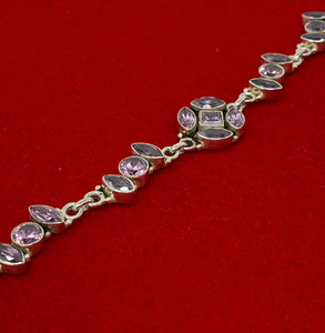Silver and Pink Topaz Bracelet