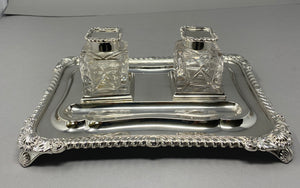 Silver Plated 2 Bottle Inkstand