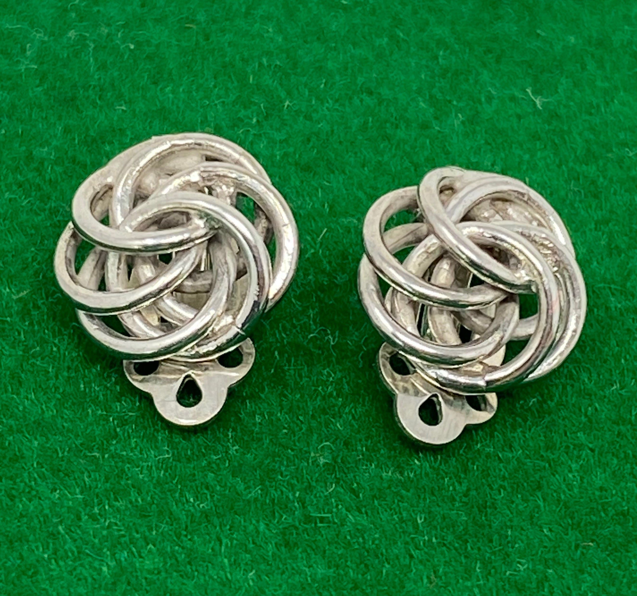 Silver Knot Cluster Clip On Earrings