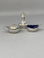 Load image into Gallery viewer, Solid Silver Three Piece Condiment Set with Spoons
