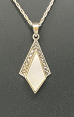 Load image into Gallery viewer, Silver, Mother of Pearl and Marcasite Necklace
