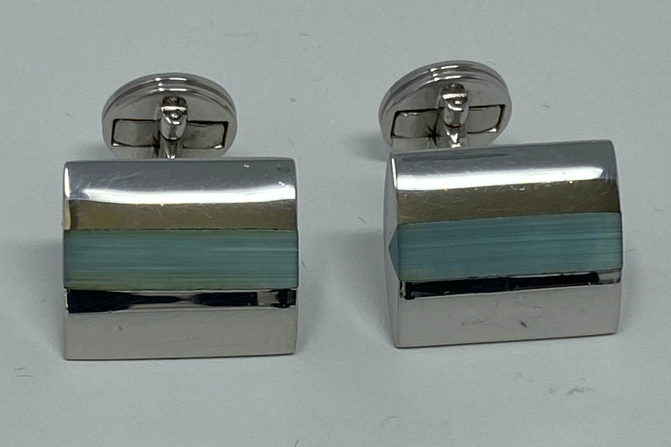 Silver and Aqua Cufflinks