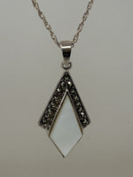 Load image into Gallery viewer, Silver, Mother of Pearl and Marcasite Necklace
