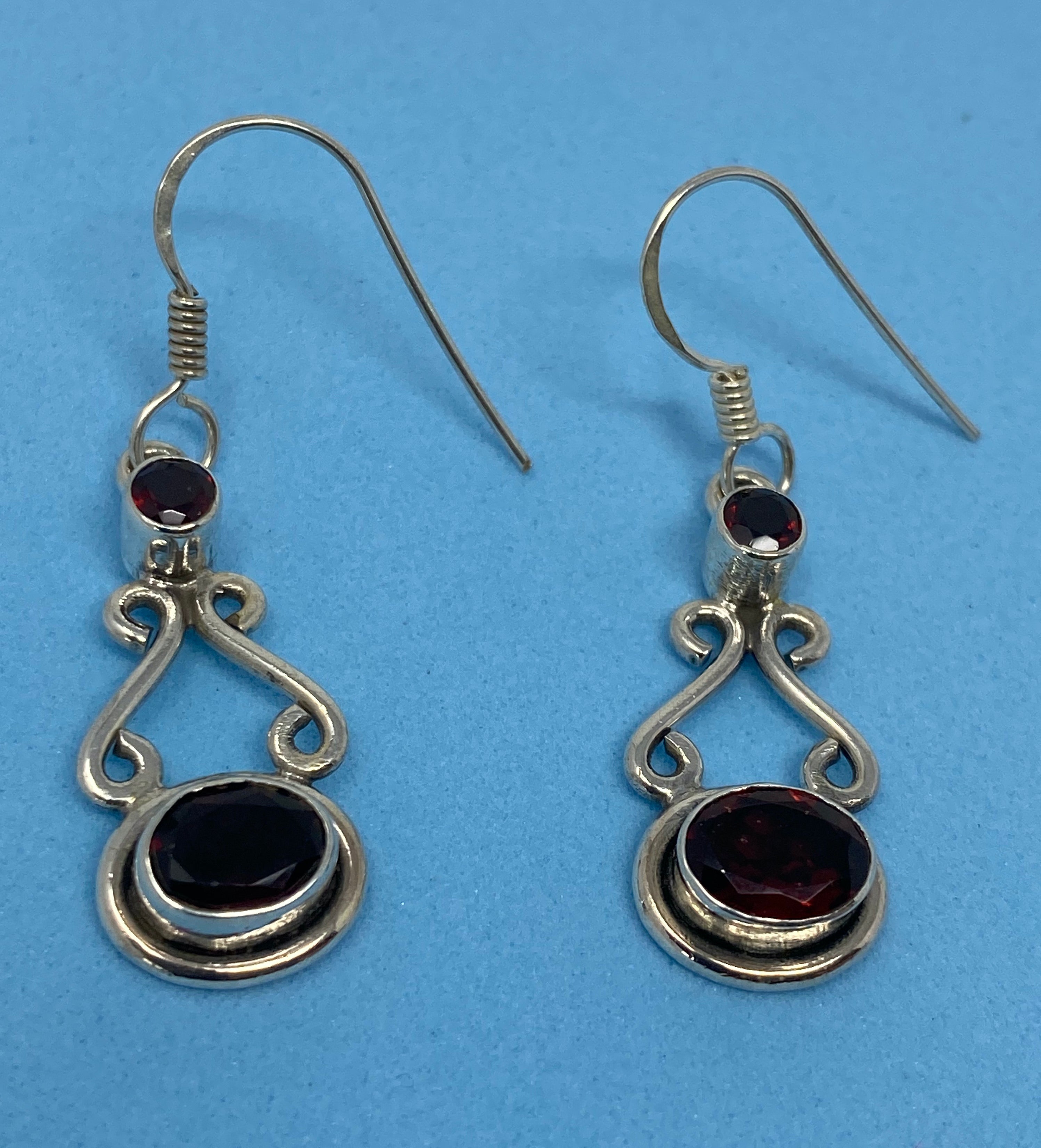 Silver and Garnet Earrings