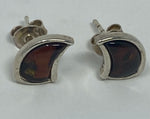 Load image into Gallery viewer, Silver and Amber Stud Earrings
