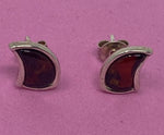 Load image into Gallery viewer, Silver and Amber Stud Earrings
