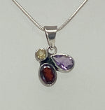Load image into Gallery viewer, Amethyst, Citrine and Garnet Cluster on Snake Chain
