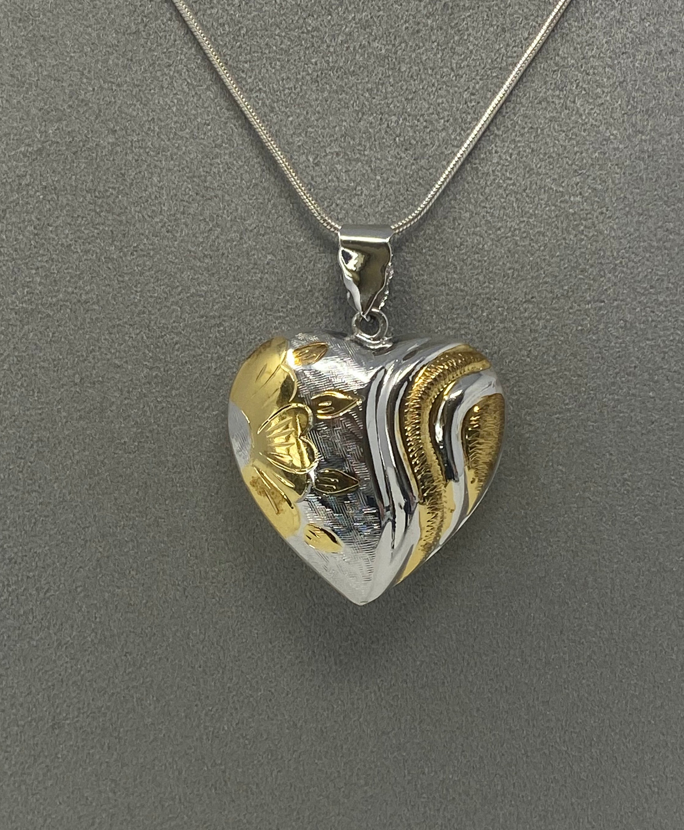 Silver and Gilt Heart on Chain