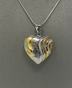 Silver and Gilt Heart on Chain