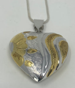 Silver and Gilt Heart on Chain