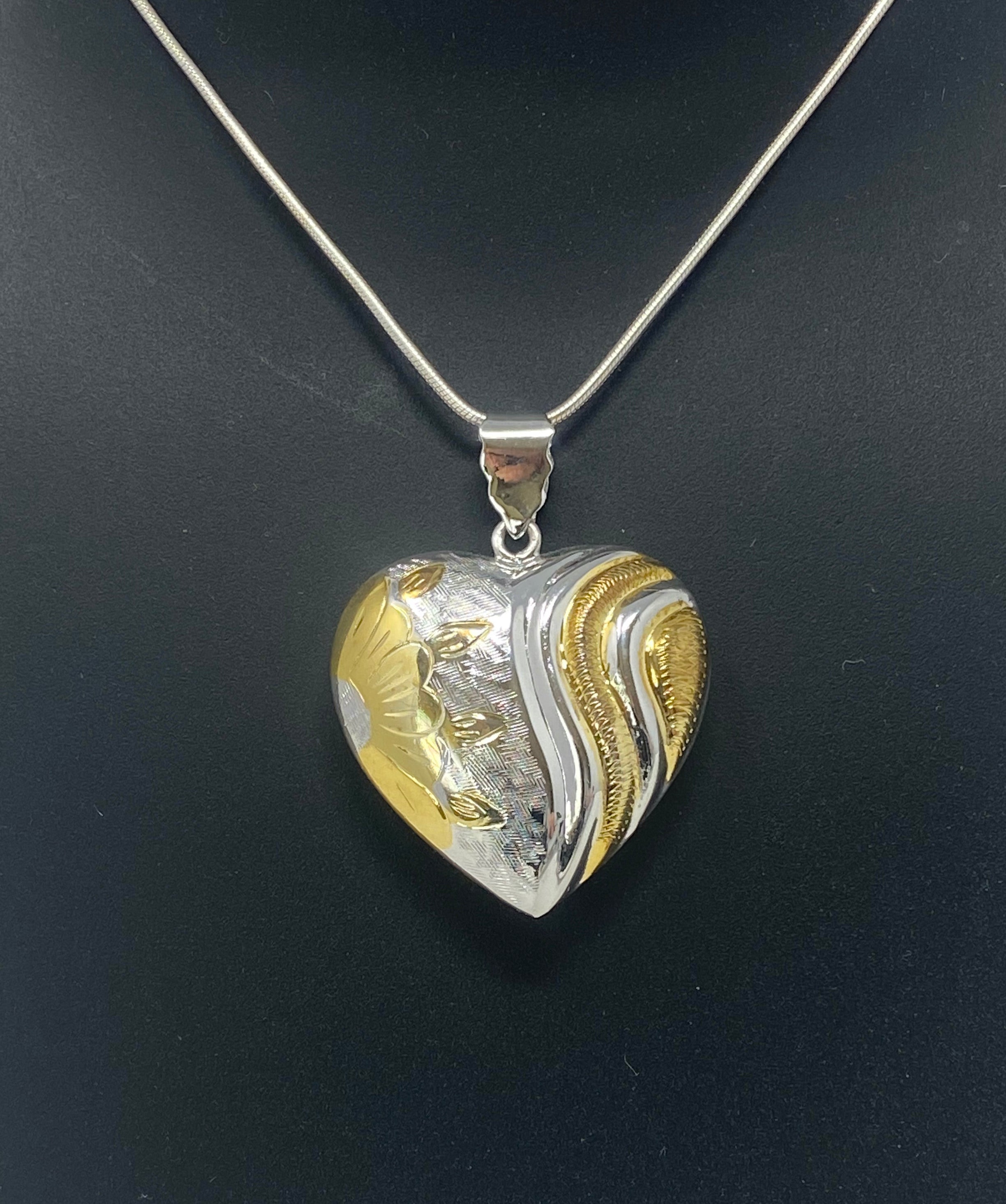 Silver and Gilt Heart on Chain
