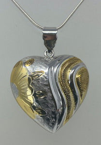 Silver and Gilt Heart on Chain