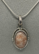Load image into Gallery viewer, Silver and Oval Jasper Stone Necklace on Silver Chain
