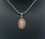 Load image into Gallery viewer, Silver and Oval Jasper Stone Necklace on Silver Chain
