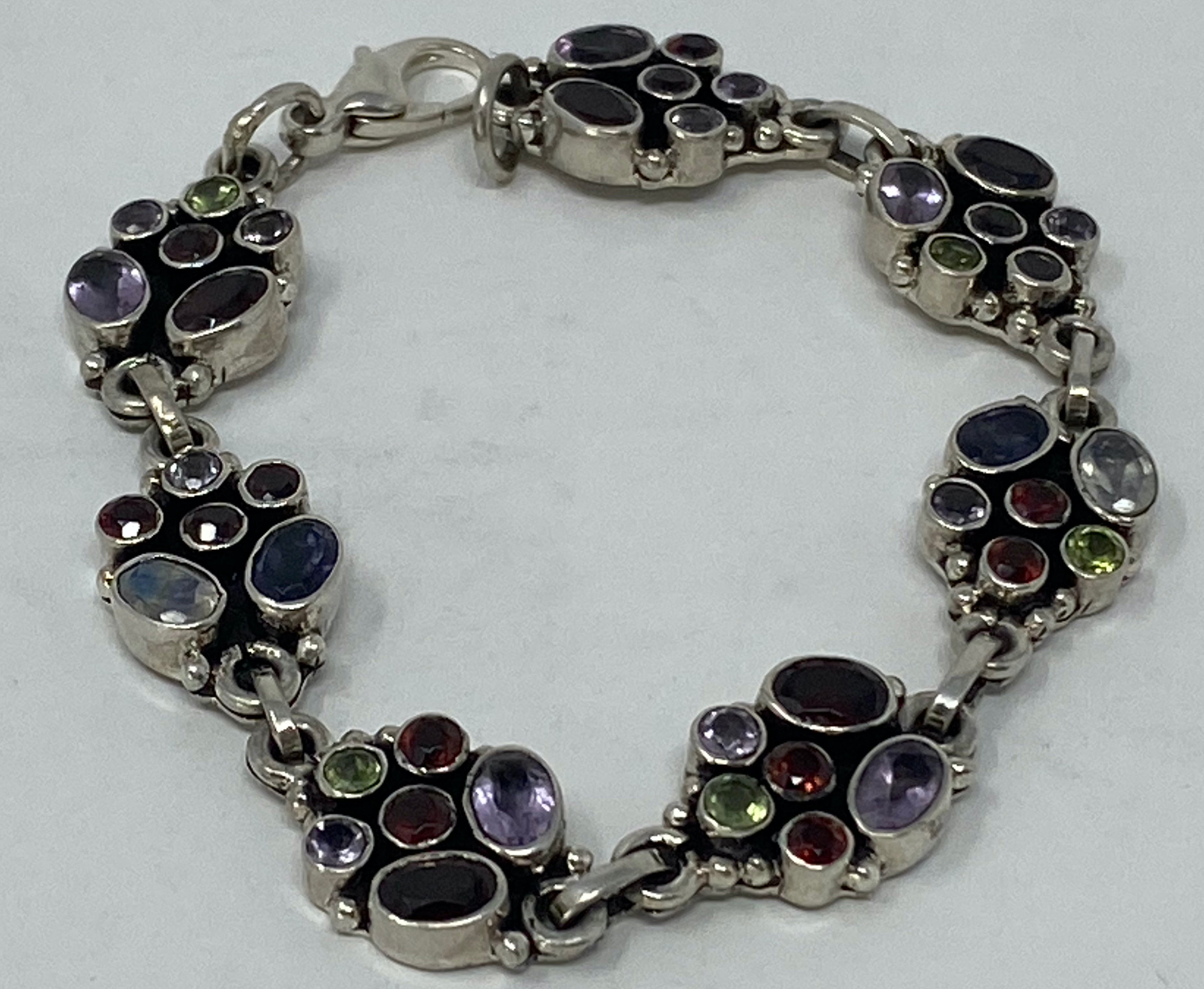 Silver and Mixed Stone Bracelet