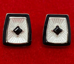 Load image into Gallery viewer, Art Deco Style Enamel and Black Onyx Stud Earrings
