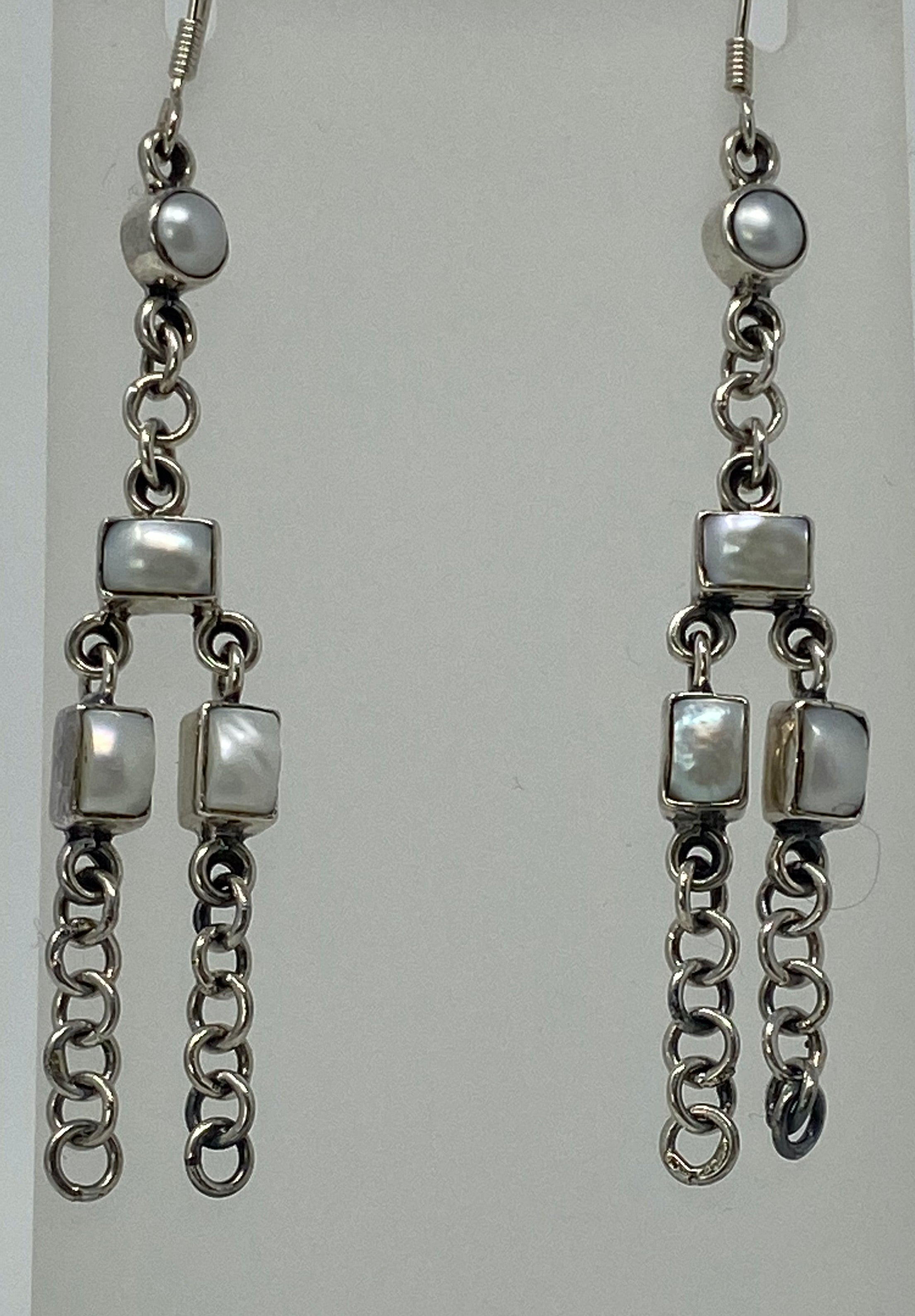 Silver and Pearl Drop Earrings