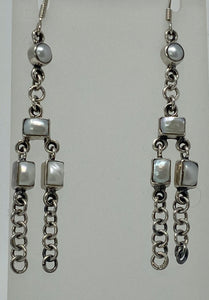 Silver and Pearl Drop Earrings