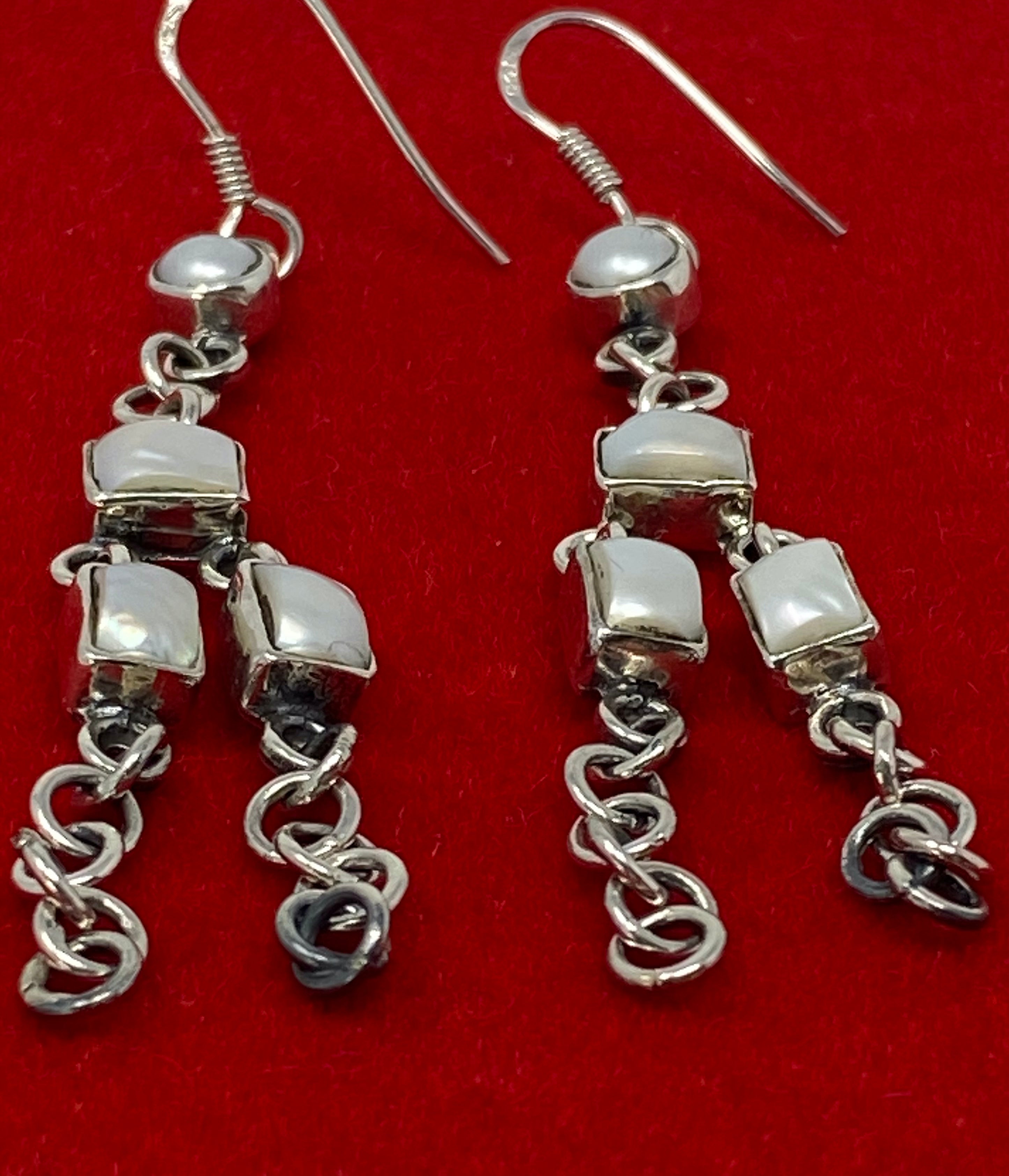 Silver and Pearl Drop Earrings