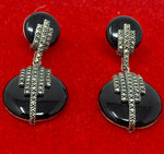 Load image into Gallery viewer, Black Onyx and Marcasite Earrings
