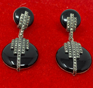 Black Onyx and Marcasite Earrings