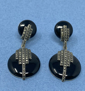 Black Onyx and Marcasite Earrings