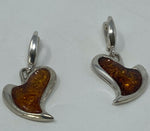 Load image into Gallery viewer, Silver and Amber Heart Earrings
