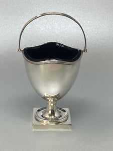 Silver Swing Handled Basket with Bristol Blue Glass Liner