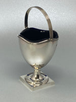 Load image into Gallery viewer, Silver Swing Handled Basket with Bristol Blue Glass Liner
