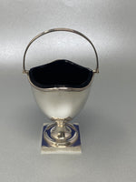 Load image into Gallery viewer, Silver Swing Handled Basket with Bristol Blue Glass Liner

