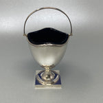 Load image into Gallery viewer, Silver Swing Handled Basket with Bristol Blue Glass Liner

